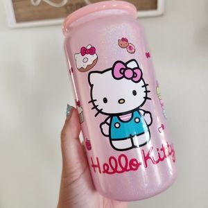 Cute Hello Kitty Glass Cup 16oz HK Donuts Treats Desserts